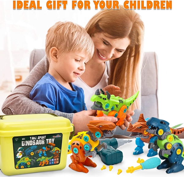 DIY Dreamon Take Apart Dinosaur Toys for Kids with Storage Box Electric Drill
